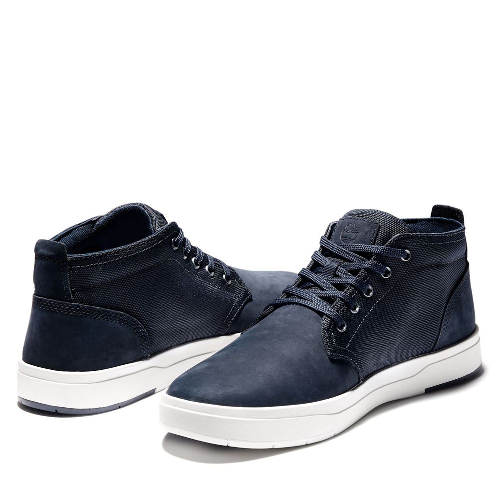 Botas Chukka Masculino - Timberland Davis Square Mixed-Media - ISKTL3697 - Azul Marinho